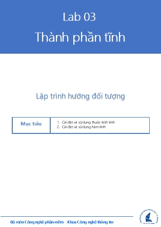 Tài liệu thực hành Lập trình hướng đối tượng - Lab 3: Thành phần tĩnh