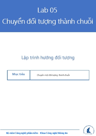Tài liệu thực hành Lập trình hướng đối tượng - Lab 5: Chuyển đối tượng thành chuỗi