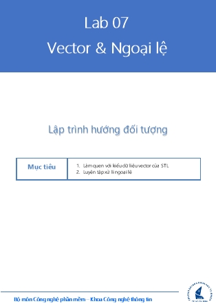 Tài liệu thực hành Lập trình hướng đối tượng - Lab 7: Vector & Ngoại lệ
