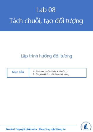 Tài liệu thực hành Lập trình hướng đối tượng - Lab 8: Tách chuỗi, tạo đối tượng