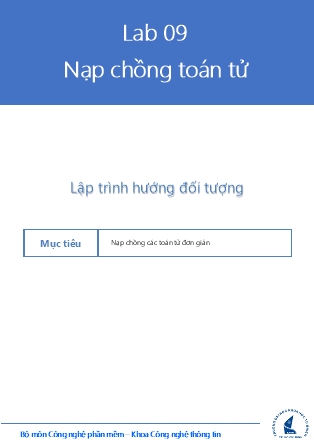 Tài liệu thực hành Lập trình hướng đối tượng - Lab 9: Nạp chồng toán tử