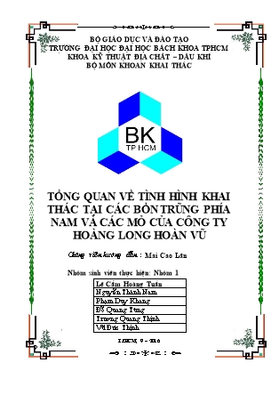 Tiểu luận Tổng quan về tình hình khai thác tại các bồn trũng phía Nam và các mỏ của Công ty Hoàng Long Hoàn Vũ - Lê Cẩm Hoàng Tuấn