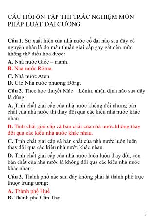 700 Câu hỏi ôn tập thi trắc nghiệm môn Pháp luật đại cương