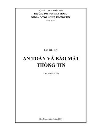 Bài giảng An toàn và bảo mật thông tin