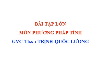 Bài giảng Bài tập lớn môn Phương pháp tính - Trịnh Quốc Lương