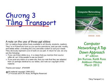 Bài giảng Computer networking - Chương 3: Tầng Transport