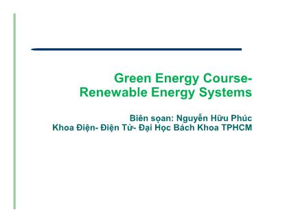 Bài giảng Green energy course syllabus - Chapter 4: Solar resource - PV materials - Nguyễn Hữu Phúc