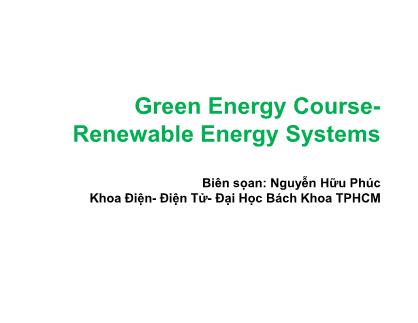 Bài giảng Green energy course syllabus - Chapter 7: Smart grid project - Nguyễn Hữu Phúc