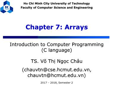 Bài giảng Introduction to Computer Programming (C language) - Chapter 7 ...