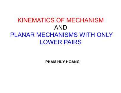 Bài Giảng Kinematics And Dynamics Of Machines - Chapter 2: Kinematics ...