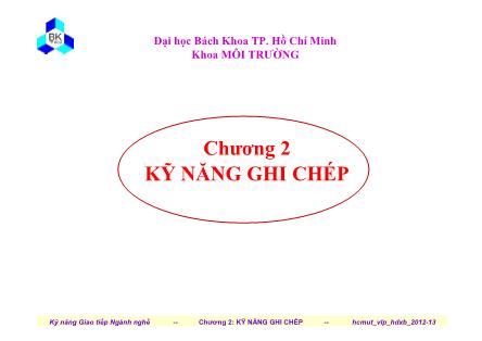 Bài giảng Kỹ năng giao tiếp ngành nghề - Chương 2: Kỹ năng ghi chép - Hà Dương Xuân Bảo