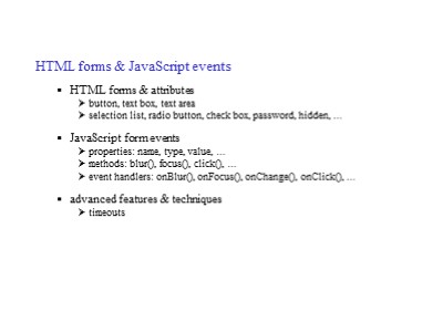 Bài giảng Lập trình Web - Chapter 3: HTML forms & JavaScript events