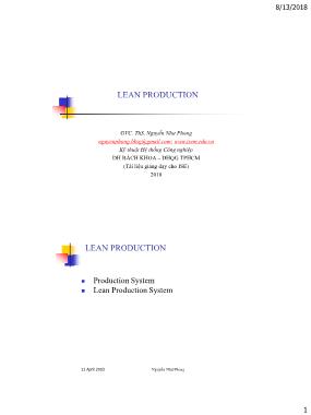 Bài giảng Lean production systems - Chapter 1: Lean production - Nguyễn Như Phong