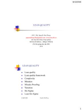 Bài giảng Lean production systems - Chapter 6: Lean quality - Nguyễn Như Phong