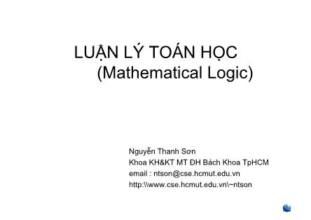 Bài giảng Luận lý toán học - Chương mở đầu: Một số thuật ngữ - Nguyễn Thanh Sơn