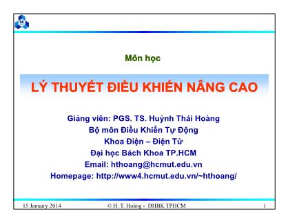 Bài giảng Lý thuyết điều khiển nâng cao - Chương 2: Điều khiển phi tuyến - Huỳnh Thái Hoàng