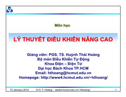 Bài giảng Lý thuyết điều khiển nâng cao - Chương 5: Điều khiển bền vững - Huỳnh Thái Hoàng