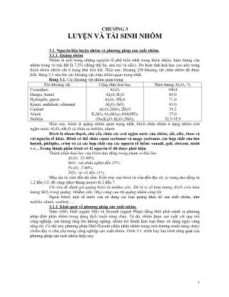 Bài giảng Lý thuyết và công nghệ luyện kim - Chương 3: Luyện và tái sinh nhôm