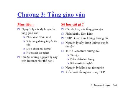 Bài giảng Mạng máy tính - Chương 3: Tầng giao vận (Phần 1) - Hồ Phương Đắc