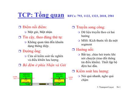 Bài giảng Mạng máy tính - Chương 3: Tầng giao vận (Phần 2) - Hồ Phương Đắc