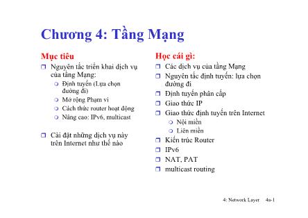 Bài giảng Mạng máy tính - Chương 4: Tầng mạng (Phần 1) - Hồ Phương Đắc
