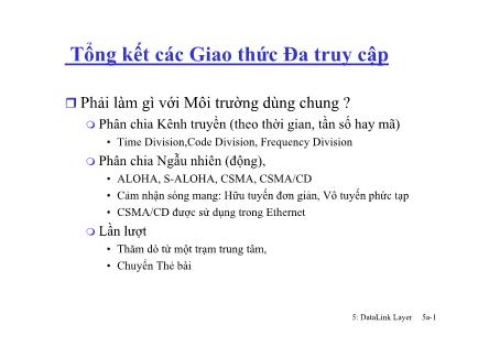 Bài giảng Mạng máy tính - Chương 5: Tầng liên kết dữ liệu (Phần 2) - Hồ Phương Đắc