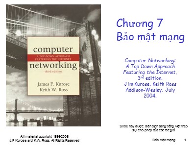 Bài giảng Mạng máy tính - Chương 7: Bảo mật mạng