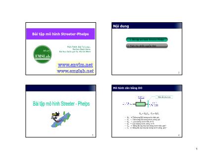 Bài giảng Mô hình hóa môi trường - Bài tập mô hình Streeter-Phelps - Bùi Tá Long