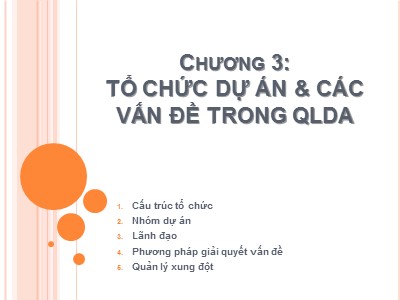 Bài giảng môn Quản lý dự án - Chương 3: Tổ chức dự án & Các vấn đề trong quản lý dự án