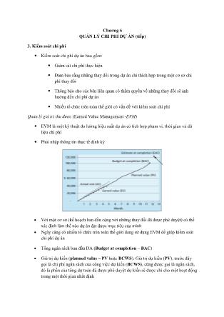 Bài giảng môn Quản lý dự án - Chương 6: Quản lý chi phí dự án (Tiếp)