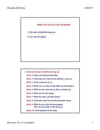 Bài giảng Nền móng - Chương 4: Móng cọc và cọc chịu tải ngang
