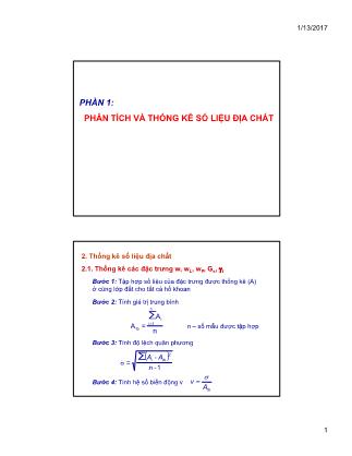 Bài giảng Nền móng - Phần 1: Phân tích và thống kê số liệu địa chất