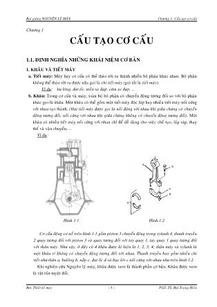 Bài giảng Nguyên lý máy - Chương 1: Cấu tạo cơ cấu - Bùi Trọng Hiếu