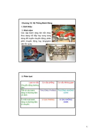 Bài giảng Nguyên lý máy - Chương 12: Hệ thống bánh răng - Phạm Huy Hoàng
