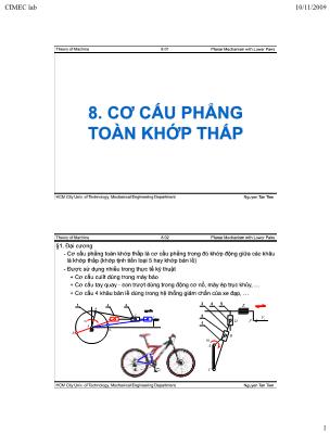 Bài giảng Nguyên lý máy - Chương 8: Cơ cấu phẳng toàn khớp thấp - Nguyễn Tân Tiến