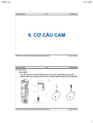 Bài giảng Nguyên lý máy - Chương 9: Cơ cấu CAM - Nguyễn Tân Tiến