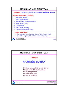 Bài giảng Nhập môn điện toán (Mới nhất)