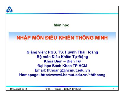 Bài giảng Nhập môn điều khiển thông minh - Chương 2: Lý thuyết logic mờ - Huỳnh Thái Hoàng