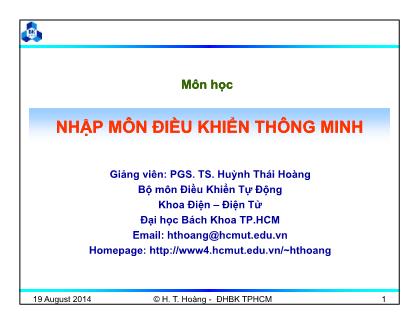Bài giảng Nhập môn điều khiển thông minh - Chương 3: Điều khiển mờ - Huỳnh Thái Hoàng