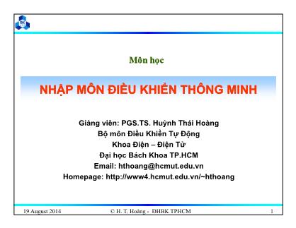 Bài giảng Nhập môn điều khiển thông minh - Chương 4: Mạng thần kinh - Huỳnh Thái Hoàng