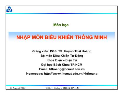 Bài giảng Nhập môn điều khiển thông minh - Chương 5: Ứng dụng mạng thần kinh - Huỳnh Thái Hoàng