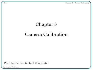 Bài giảng Nhập môn thị giác máy tính - Chapter 3: Camera calibration - Lê Thanh Hải