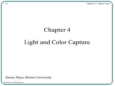 Bài giảng Nhập môn thị giác máy tính - Chapter 4: Light and color capture - Lê Thanh Hải