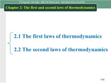 Bài giảng Nhiệt động lực học và truyền nhiệt - Chapter 2: The first and second laws of thermodynamics (Part 1) - Nguyễn Văn Hạp
