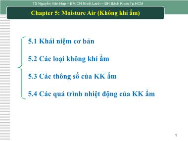 Bài giảng Nhiệt động lực học và truyền nhiệt - Chapter 5: Moisture Air (Không khí ẩm) - Nguyễn Văn Hạp