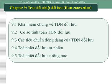 Bài giảng Nhiệt động lực học và truyền nhiệt - Chapter 9: Trao đổi nhiệt đối lưu (Heat convection) - Nguyễn Văn Hạp