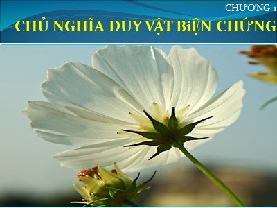 Bài giảng Những nguyên lý cơ bản của chủ nghĩa Mác - Lênin - Chương 1: Chủ nghĩa duy vật biện chứng