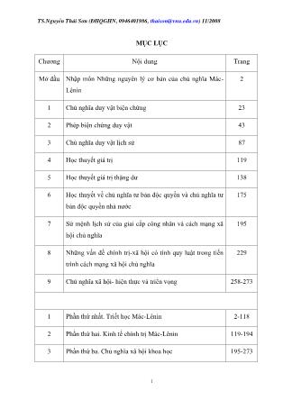 Bài giảng Những nguyên lý cơ bản của chủ nghĩa Mác - Lênin - Nguyễn Thái Sơn