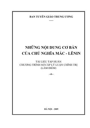 Bài giảng Những nội dung cơ bản của chủ nghĩa Mác - Lênin