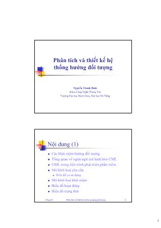 Bài giảng Phân tích thiết kế hệ thống hướng đối tượng - Nguyễn Thanh Bình
